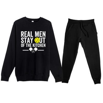 Funny Pickleball Vintage Real Man Stay Out Of The Kitchen Gift Premium Crewneck Sweatsuit Set