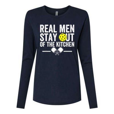 Funny Pickleball Vintage Real Man Stay Out Of The Kitchen Gift Womens Cotton Relaxed Long Sleeve T-Shirt