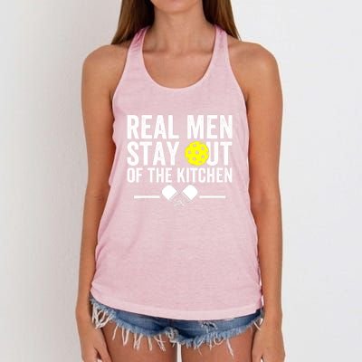 Funny Pickleball Vintage Real Man Stay Out Of The Kitchen Gift Women's Knotted Racerback Tank