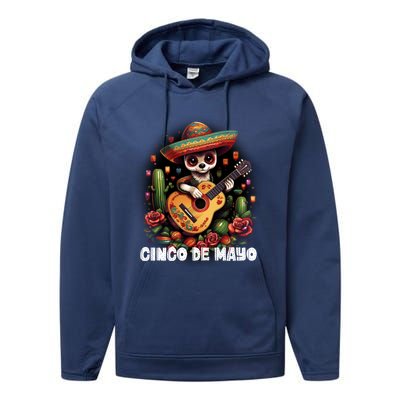 Funny Pembroke Welsh Dog Cinco De Mayo Mexican Party Funny Gift Performance Fleece Hoodie