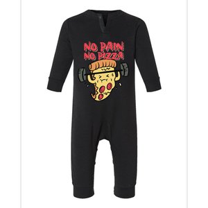 funny Pizza Workout No Pain No Pizza foodie Infant Fleece One Piece