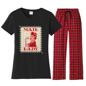 Female Postal Worker Mail Lady Stamp World Post Day Women's Flannel Pajama Set