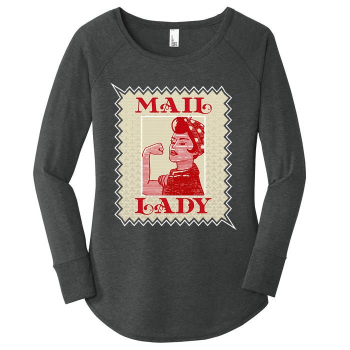 Female Postal Worker Mail Lady Stamp World Post Day Women's Perfect Tri Tunic Long Sleeve Shirt