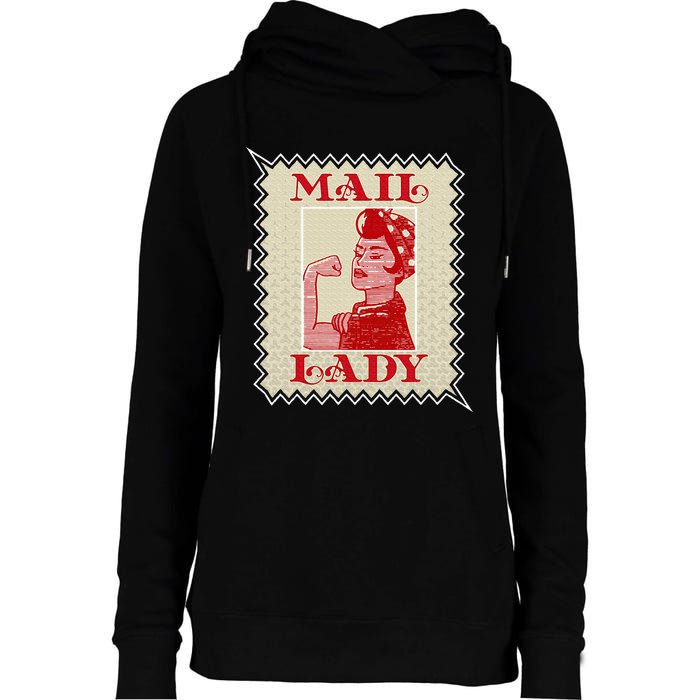 Female Postal Worker Mail Lady Stamp World Post Day Womens Funnel Neck Pullover Hood