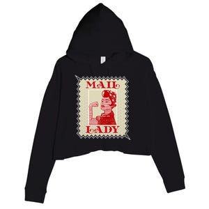 Female Postal Worker Mail Lady Stamp World Post Day Crop Fleece Hoodie