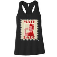 Female Postal Worker Mail Lady Stamp World Post Day Women's Racerback Tank