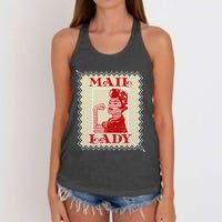 Female Postal Worker Mail Lady Stamp World Post Day Women's Knotted Racerback Tank