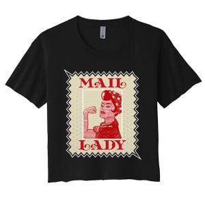 Female Postal Worker Mail Lady Stamp World Post Day Women's Crop Top Tee