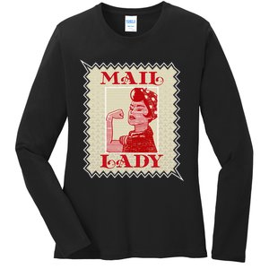 Female Postal Worker Mail Lady Stamp World Post Day Ladies Long Sleeve Shirt