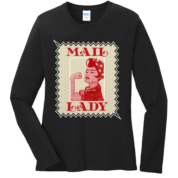 Female Postal Worker Mail Lady Stamp World Post Day Ladies Long Sleeve Shirt