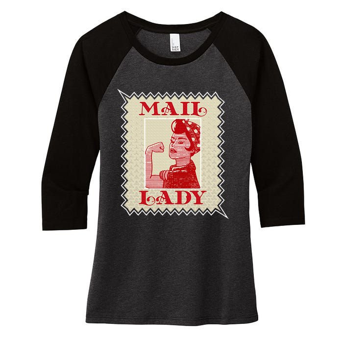 Female Postal Worker Mail Lady Stamp World Post Day Women's Tri-Blend 3/4-Sleeve Raglan Shirt