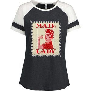 Female Postal Worker Mail Lady Stamp World Post Day Enza Ladies Jersey Colorblock Tee