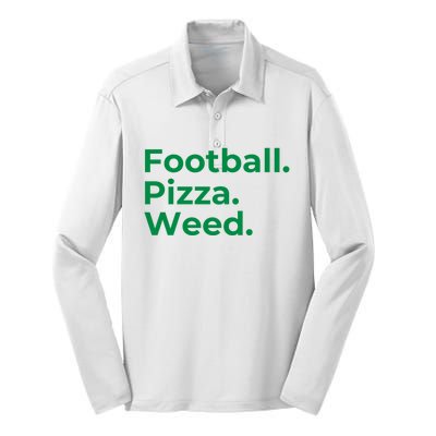 Football Pizza Weed Silk Touch Performance Long Sleeve Polo