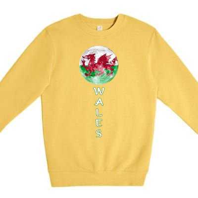 Funny Proud Welsh Flag Designs Gift Premium Crewneck Sweatshirt