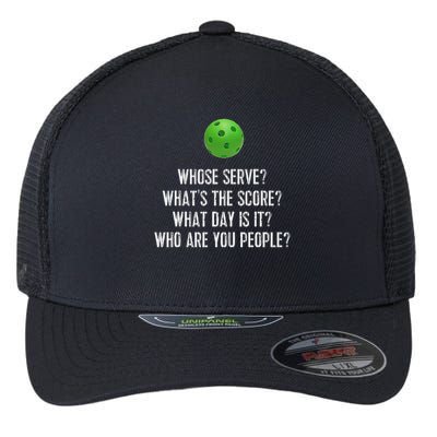 Funny Pickleball Whose Serve League Pickleball Team Flexfit Unipanel Trucker Cap