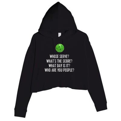 Funny Pickleball Whose Serve League Pickleball Team Crop Fleece Hoodie