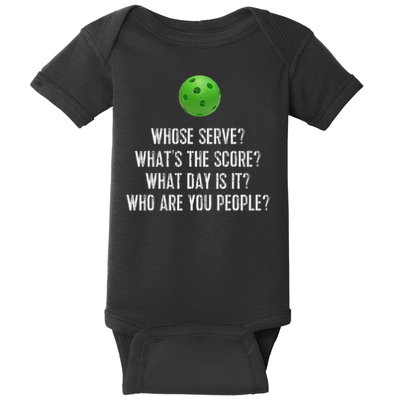 Funny Pickleball Whose Serve League Pickleball Team Baby Bodysuit