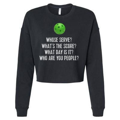 Funny Pickleball Whose Serve League Pickleball Team Cropped Pullover Crew