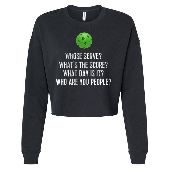 Funny Pickleball Whose Serve League Pickleball Team Cropped Pullover Crew