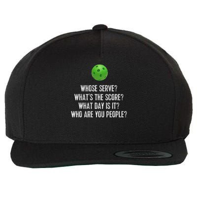 Funny Pickleball Whose Serve League Pickleball Team Wool Snapback Cap