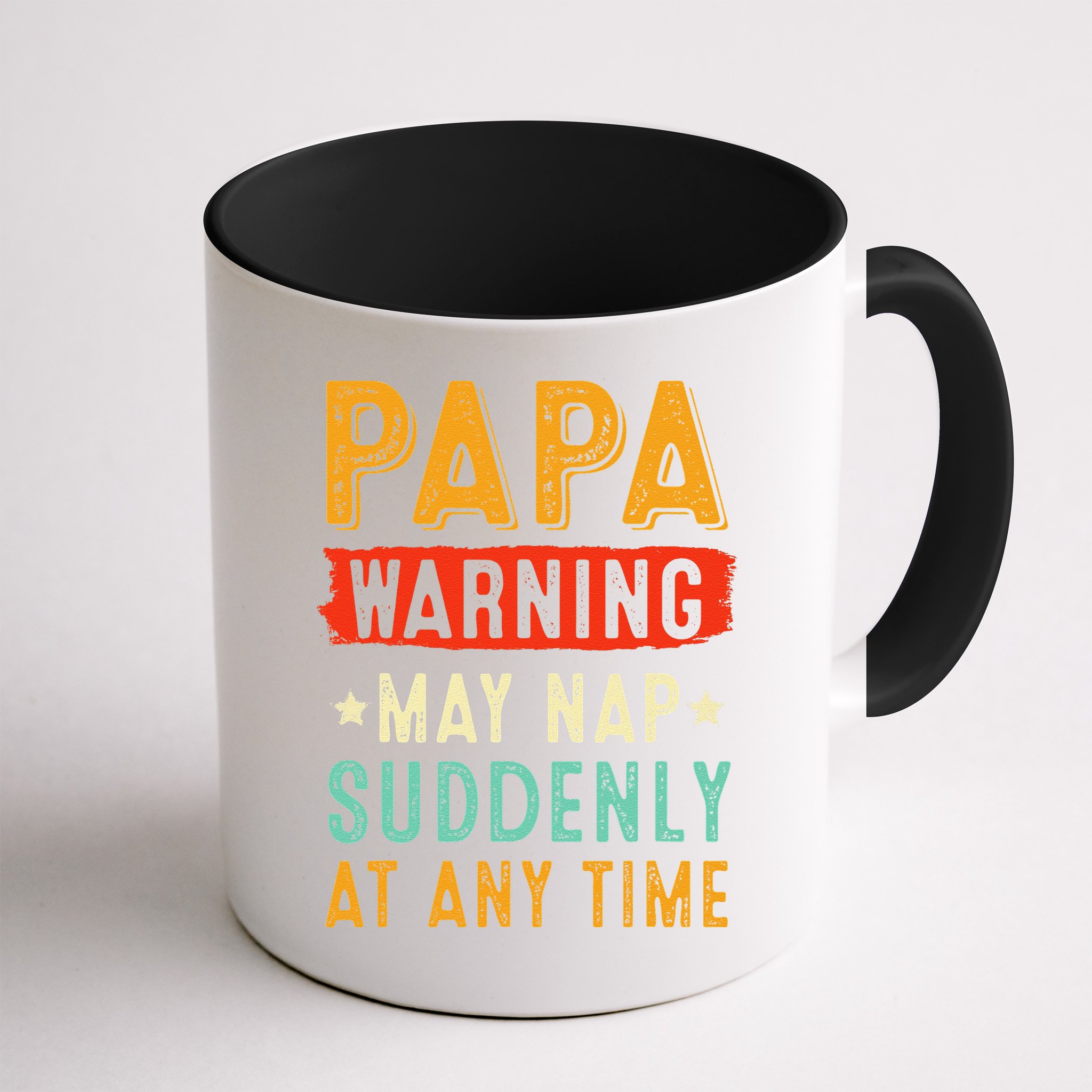 Funny Papa Warning May Nap Suddenly At Any Time Vintage Father Day Mug