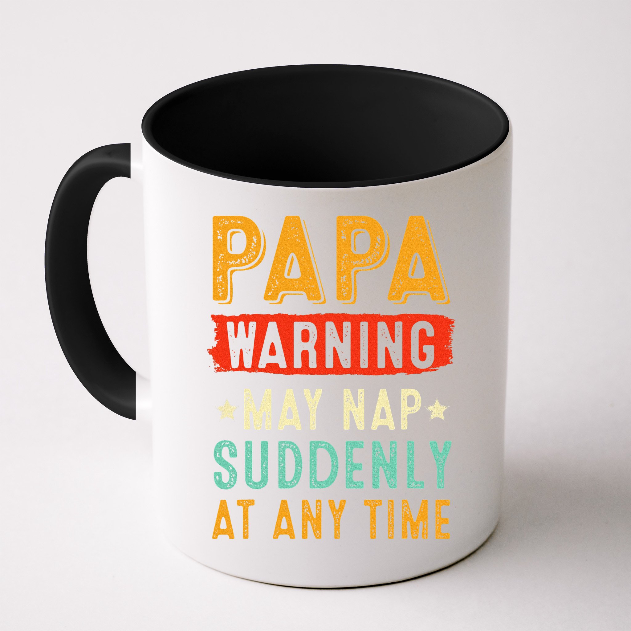 Funny Papa Warning May Nap Suddenly At Any Time Vintage Father Day Mug