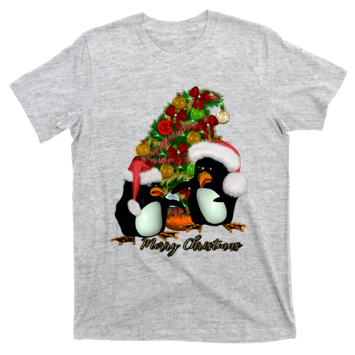 Funny Penguin With Christmas Hat T-Shirt