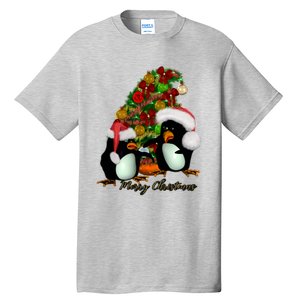 Funny Penguin With Christmas Hat Tall T-Shirt