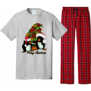 Funny Penguin With Christmas Hat Pajama Set