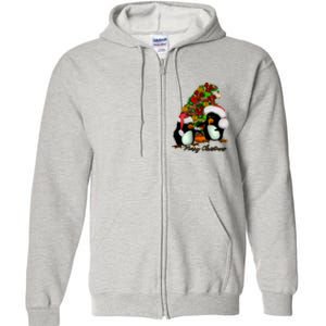 Funny Penguin With Christmas Hat Full Zip Hoodie