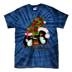 Funny Penguin With Christmas Hat Tie-Dye T-Shirt