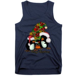 Funny Penguin With Christmas Hat Tank Top