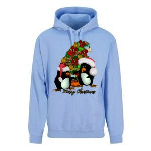 Funny Penguin With Christmas Hat Unisex Surf Hoodie