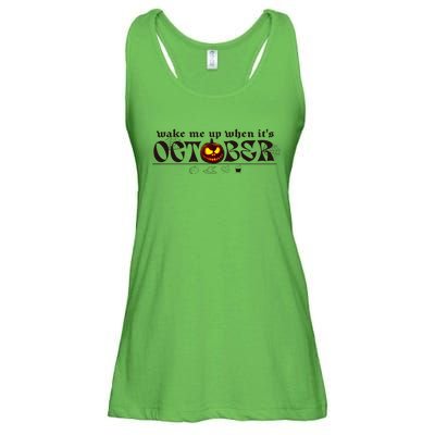 Funny Pumpkin Wake Me Up When Its October Halloween Costume Gift Ladies Essential Flowy Tank