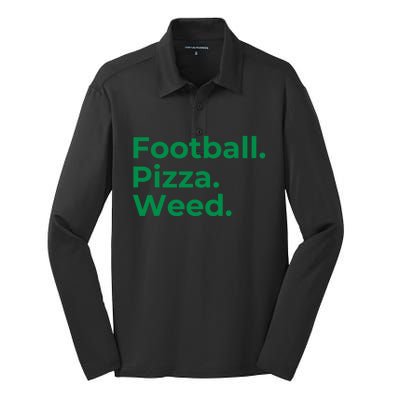 Football Pizza Weed Silk Touch Performance Long Sleeve Polo