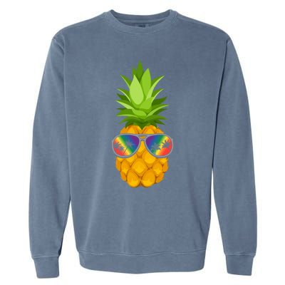 Flower Pineapple With Sunglasses Lgbt Pride Hawaiian Funny Gift Garment-Dyed Sweatshirt