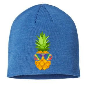 Flower Pineapple With Sunglasses Lgbt Pride Hawaiian Funny Gift Sustainable Beanie