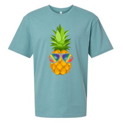 Flower Pineapple With Sunglasses Lgbt Pride Hawaiian Funny Gift Sueded Cloud Jersey T-Shirt