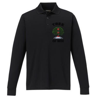 Funny Pro Wrestling Fan Gift Tree Of Woe Pro Wrestling Hold Premium Performance Long Sleeve Polo