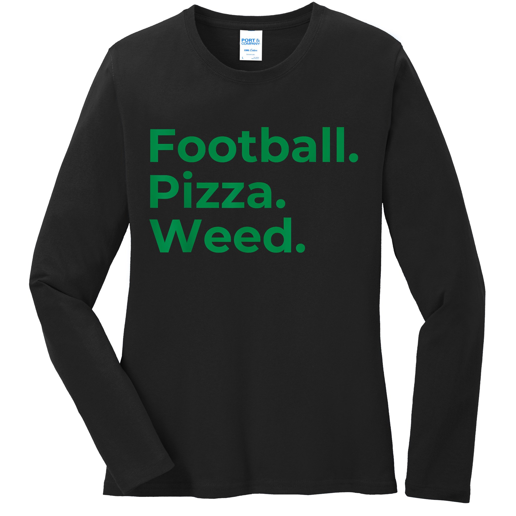 Football Pizza Weed Ladies Long Sleeve Shirt
