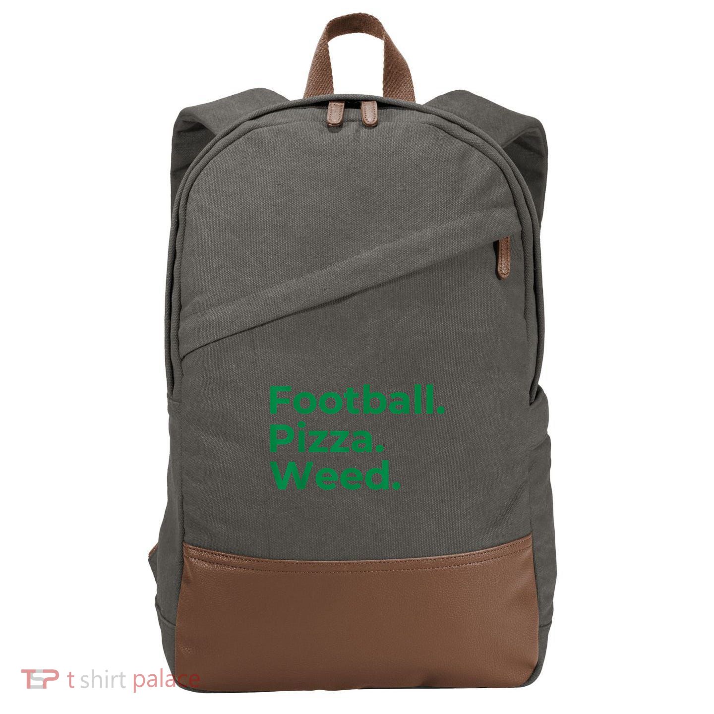 Football Pizza Weed Cotton Canvas Backpack