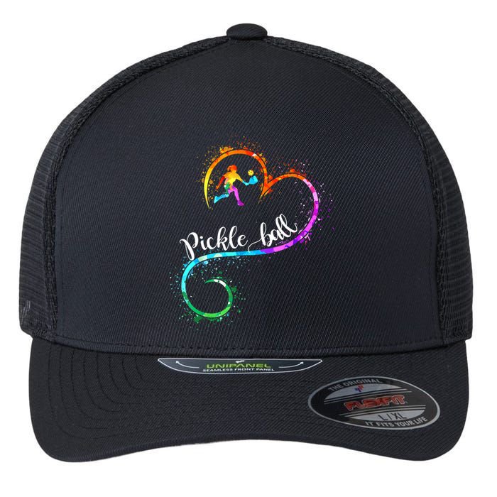 Funny Pickleball Watercolors I Love Pickleball Girl Player Gift Flexfit Unipanel Trucker Cap