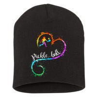 Funny Pickleball Watercolors I Love Pickleball Girl Player Gift Short Acrylic Beanie