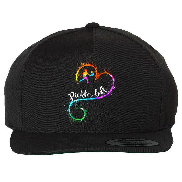 Funny Pickleball Watercolors I Love Pickleball Girl Player Gift Wool Snapback Cap