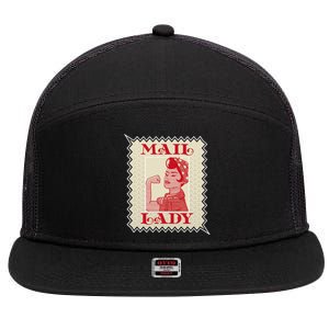 Female Postal Worker Mail Lady Stamp World Post Day 7 Panel Mesh Trucker Snapback Hat