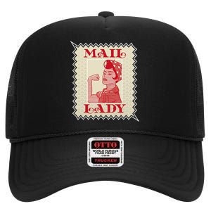 Female Postal Worker Mail Lady Stamp World Post Day High Crown Mesh Back Trucker Hat