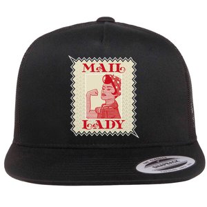 Female Postal Worker Mail Lady Stamp World Post Day Flat Bill Trucker Hat