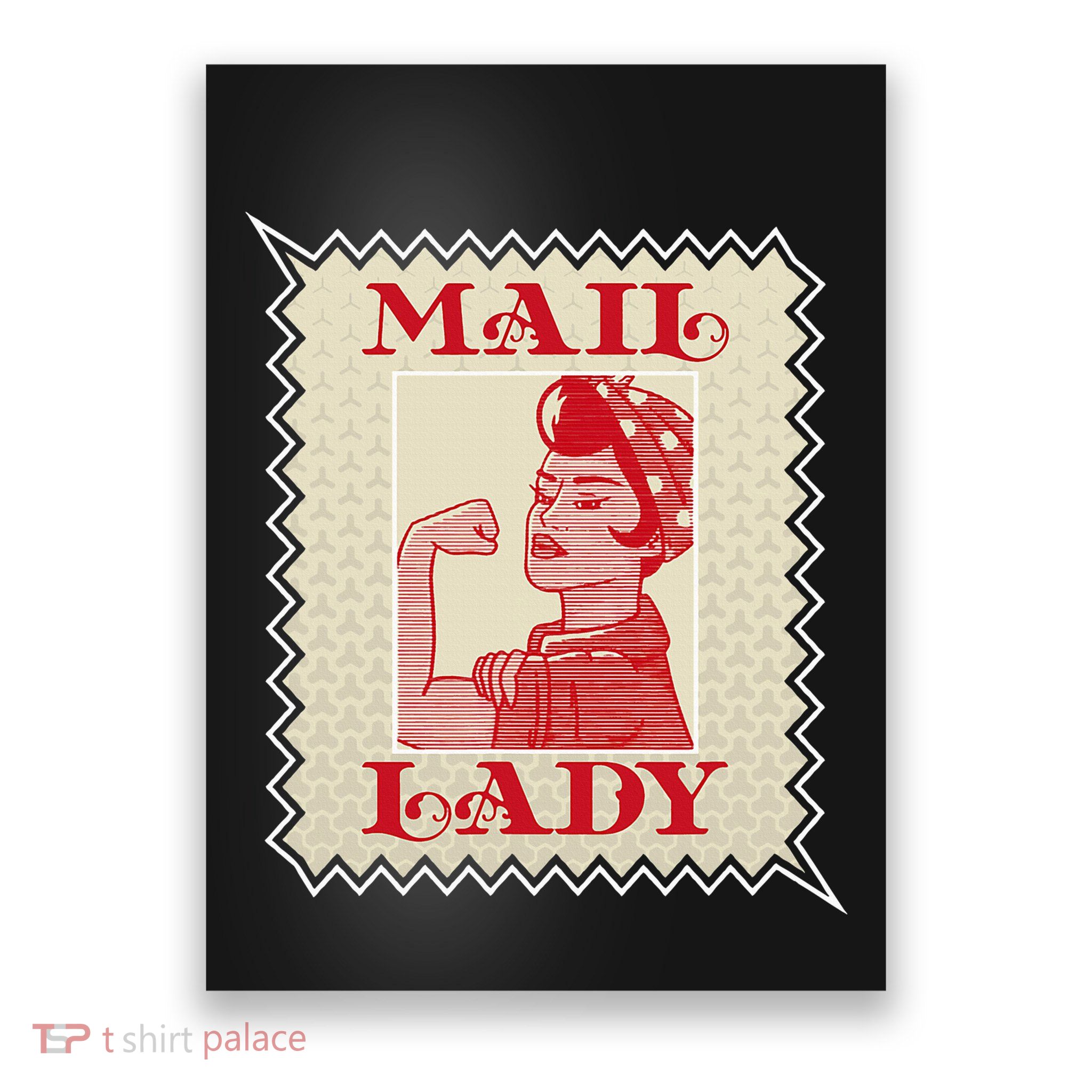 Female Postal Worker Mail Lady Stamp World Post Day Poster