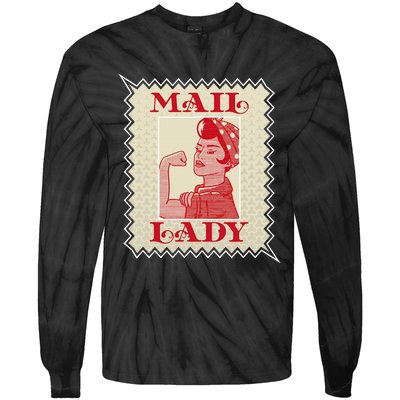 Female Postal Worker Mail Lady Stamp World Post Day Tie-Dye Long Sleeve Shirt