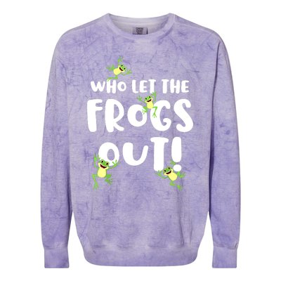 Funny Passover Who Let The Frogs Out Jewish Seder Fami Colorblast Crewneck Sweatshirt